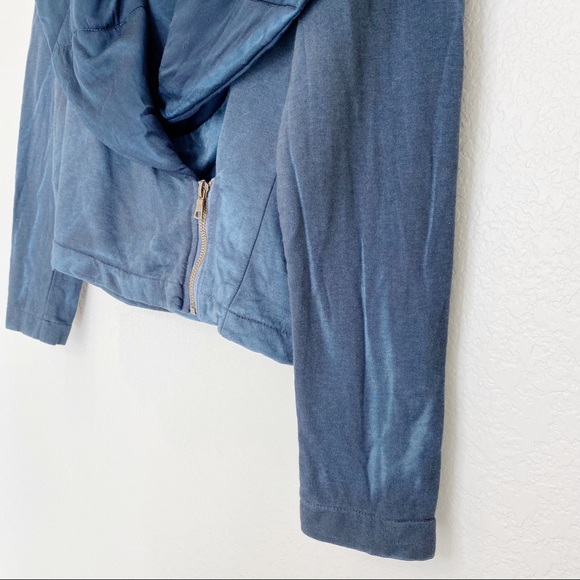 YOUNG FABULOUS & BROKE Navy Tie Dye Quilted Crop Moto Jacket Size XSmall - Picture 6 of 14